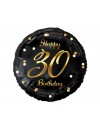 Balon foliowy Happy 30 Birthday, czarny, nadruk złoty, 18"