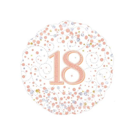 Balon foliowy 18'', Holograficzny White Rose Gold 18