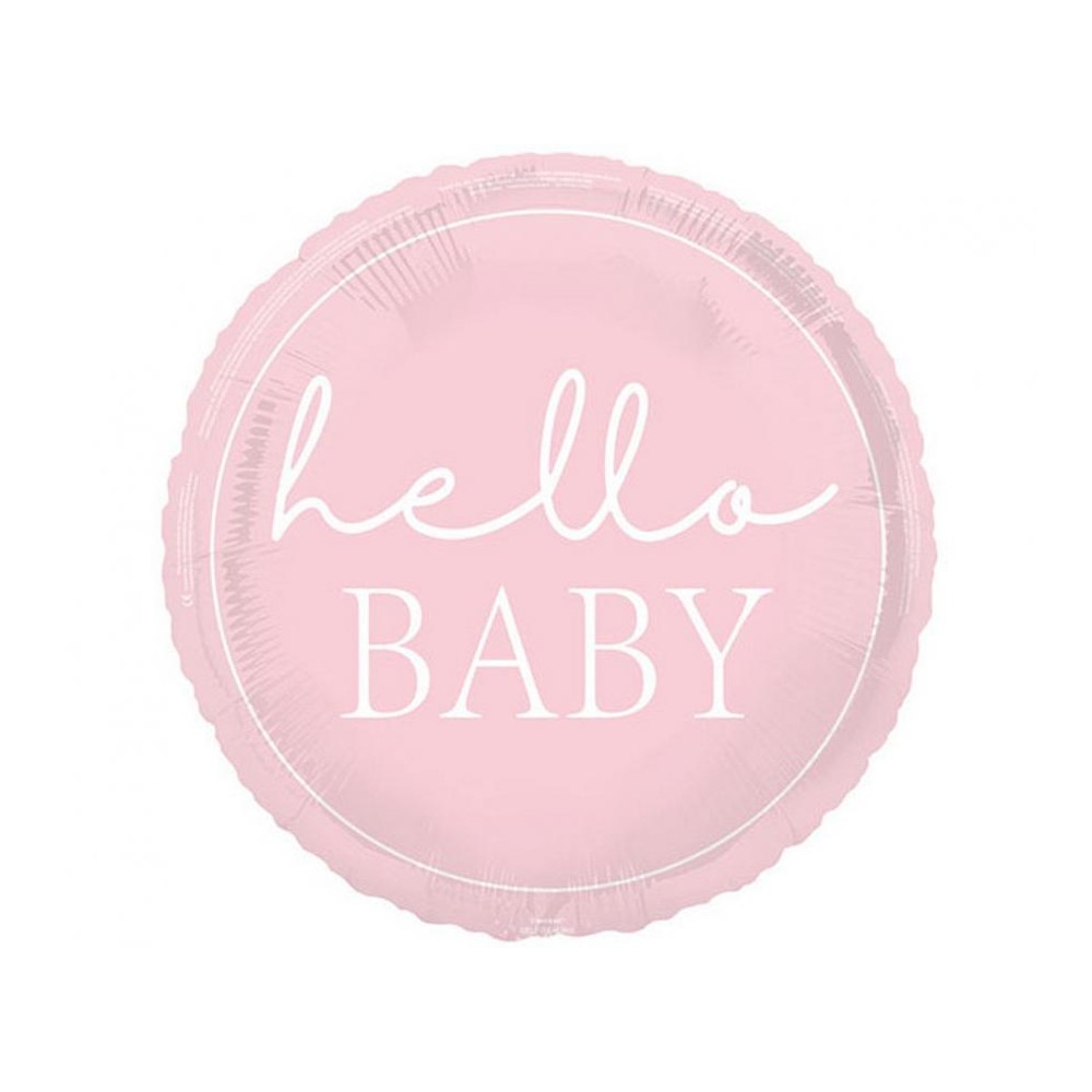 Balon foliowy 18" Hello baby, różowy