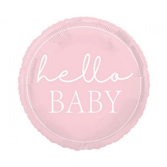 Balon foliowy 18" Hello baby, różowy