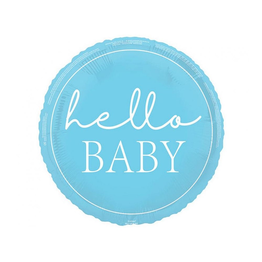 Balon foliowy 18" Hello baby, niebieski