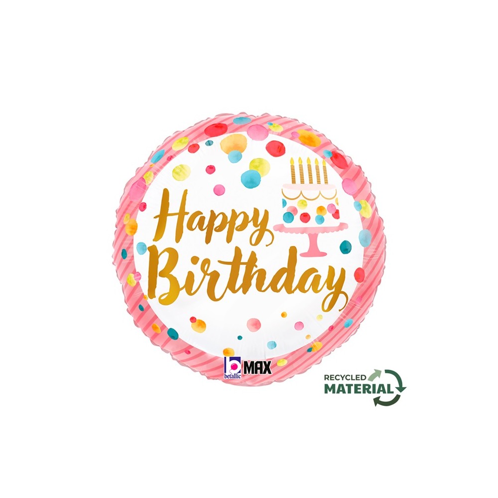 Balon foliowy 18'', Satin Birthday Pink Party