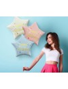 Balon foliowy Happy Birthday, gwiazda matowa jasno różowa 18"