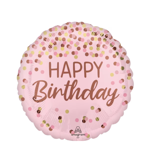 Balon foliowy 17'', Preety Pink Happy Birthday