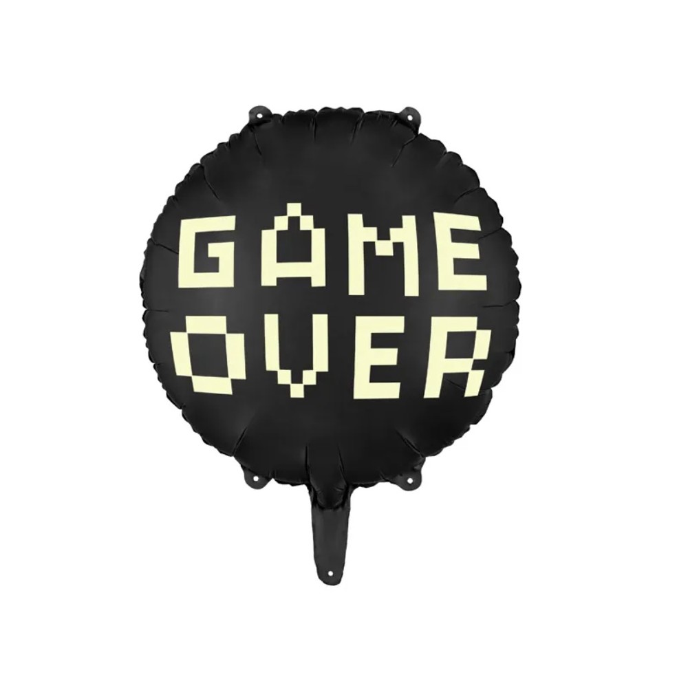 Balon foliowy Game over, 45 cm, czarny
