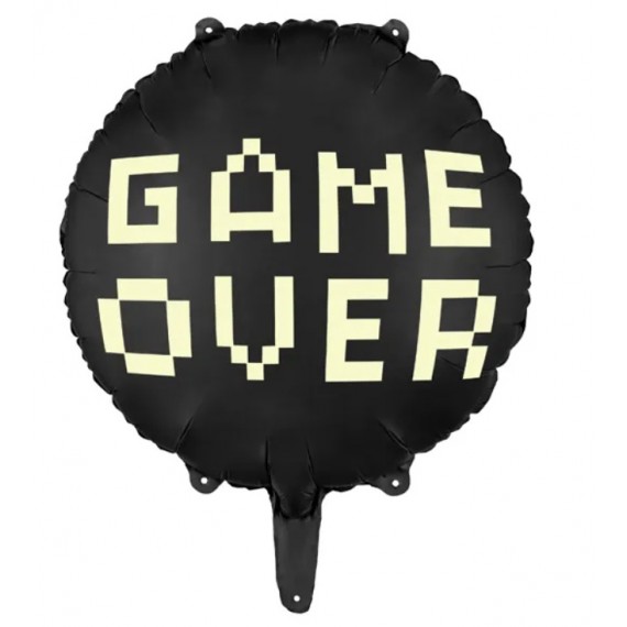 Balon foliowy Game over, 45 cm, czarny