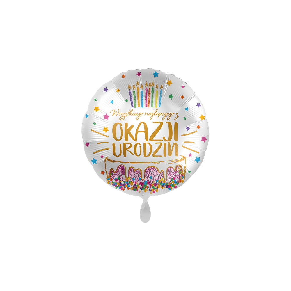 Balon foliowy 17'', Wszystkiego najlepszego z okazji urodzin