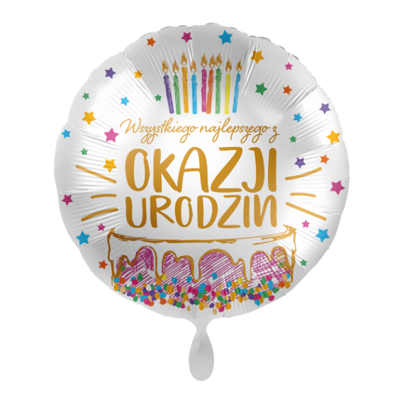 Balon foliowy 17'', Wszystkiego najlepszego z okazji urodzin