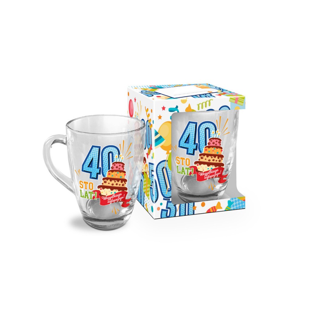 Kubek Szklany 350ml - 40 urodziny