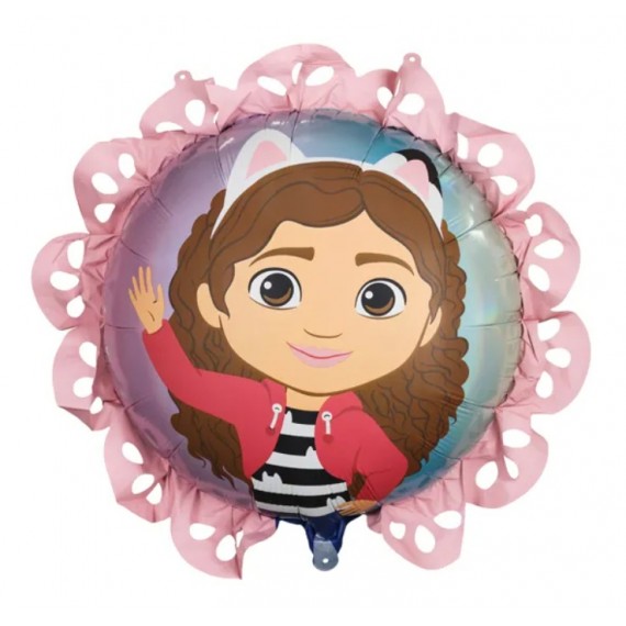 Balon foliowy pastylka z falbanką Koci Domek Gabi, 52x52 cm