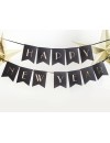 Baner Happy New Year, czarny, 15 x 170 cm