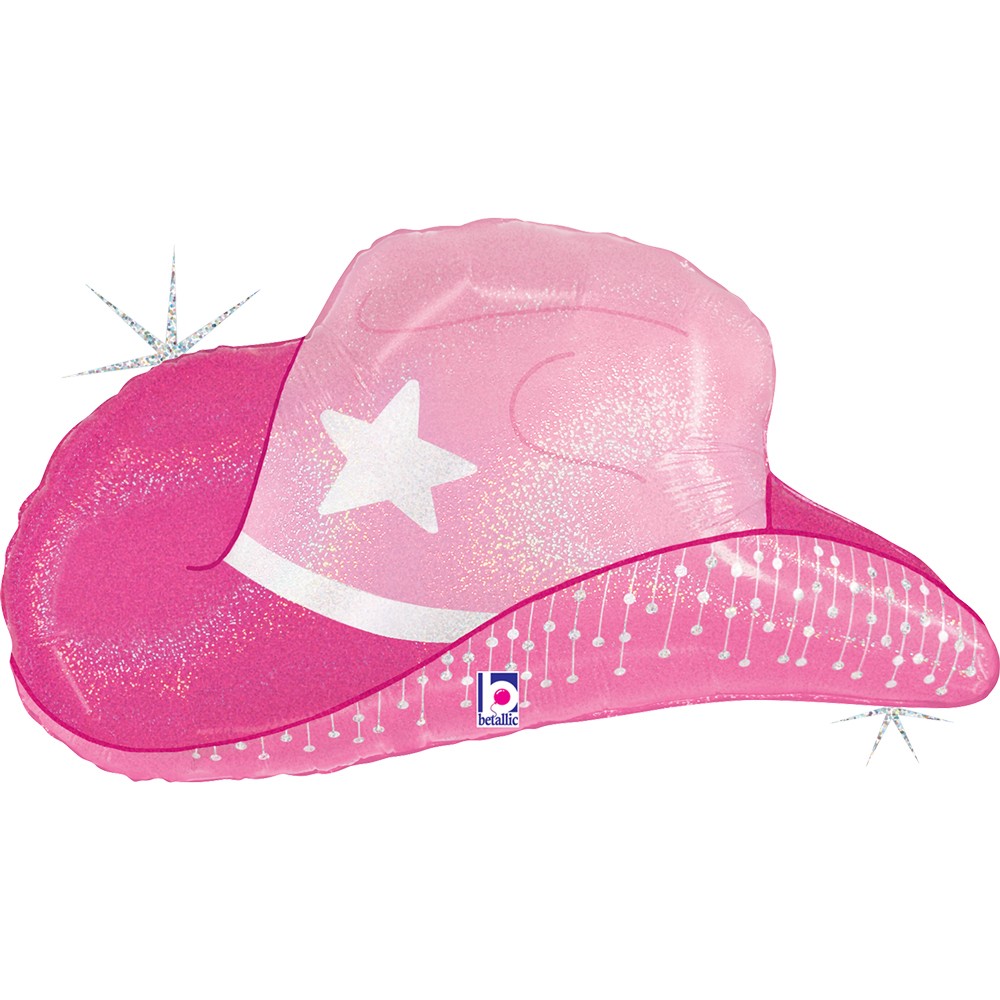 Balon foliowy 26'', Pink Cowgirl Hat, Kapelusz Kowbojski