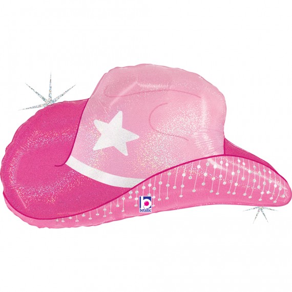 Balon foliowy 26'', Pink Cowgirl Hat, Kapelusz Kowbojski