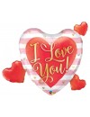 Balon foliowy 37", "I Love You" serca, różowo-białe paski