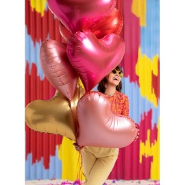 Balon foliowy Serce, 75x64,5 cm, różowe złoto