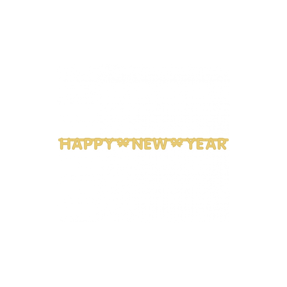 Girlanda brokatowa "Happy New Year", złota, 160x11 cm