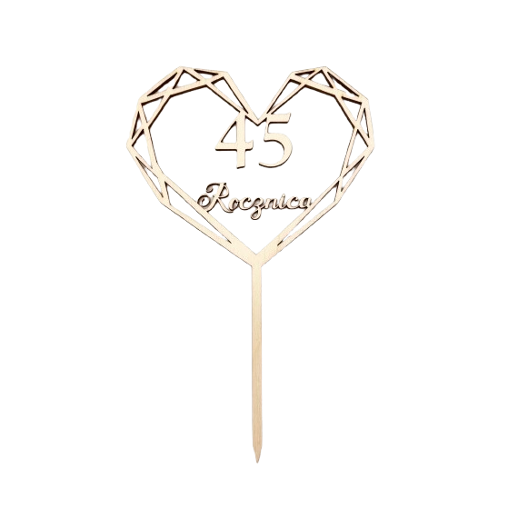 Topper drewniany - 45 Rocznica, 19 cm