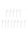 Świeczki urodzinowe Happy Birthday, 2.5 cm, biały
