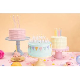Świeczki urodzinowe Happy Birthday, 2.5 cm, biały