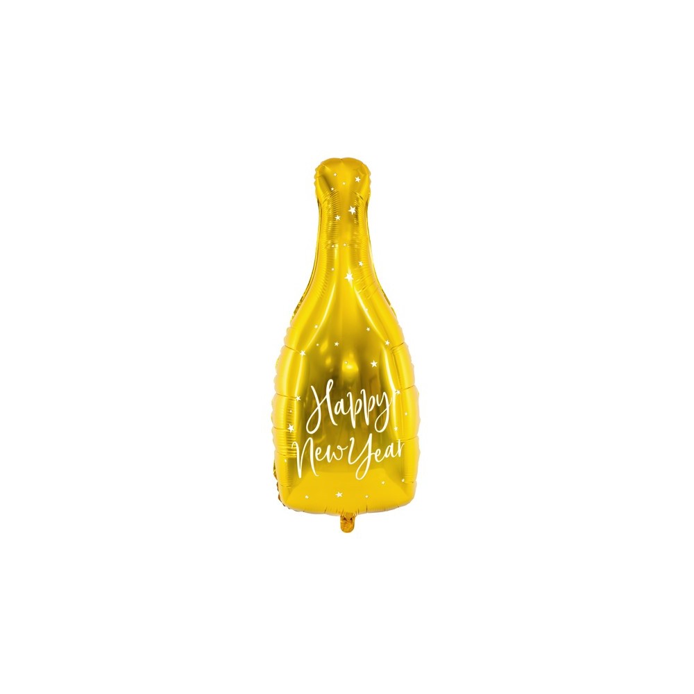 Balon foliowy szampan - Happy New Year 82cm, złoty