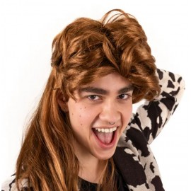 Peruka lata 80., długie włosy, rudy