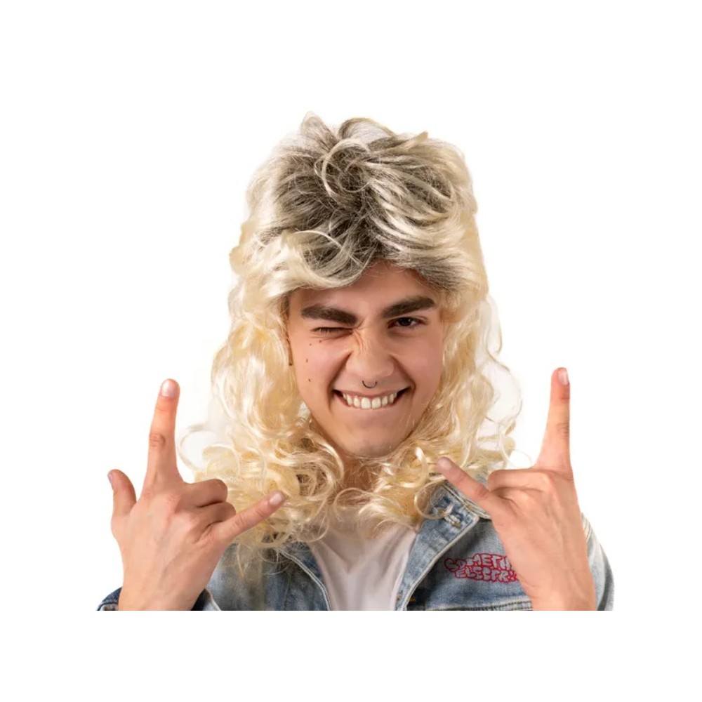 Peruka lata 80., długie włosy, blond