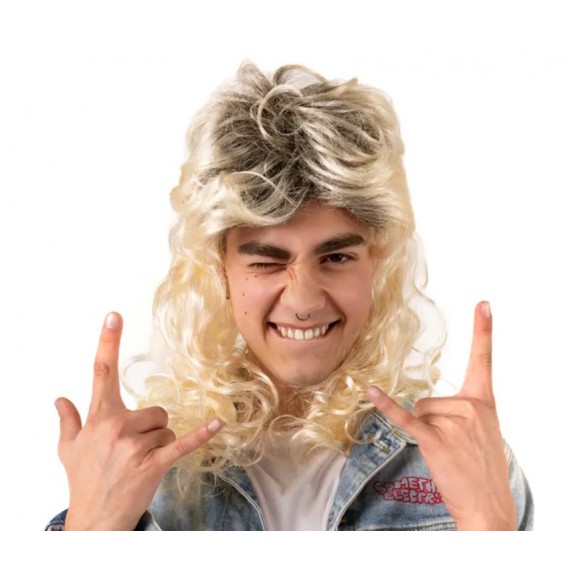 Peruka lata 80., długie włosy, blond
