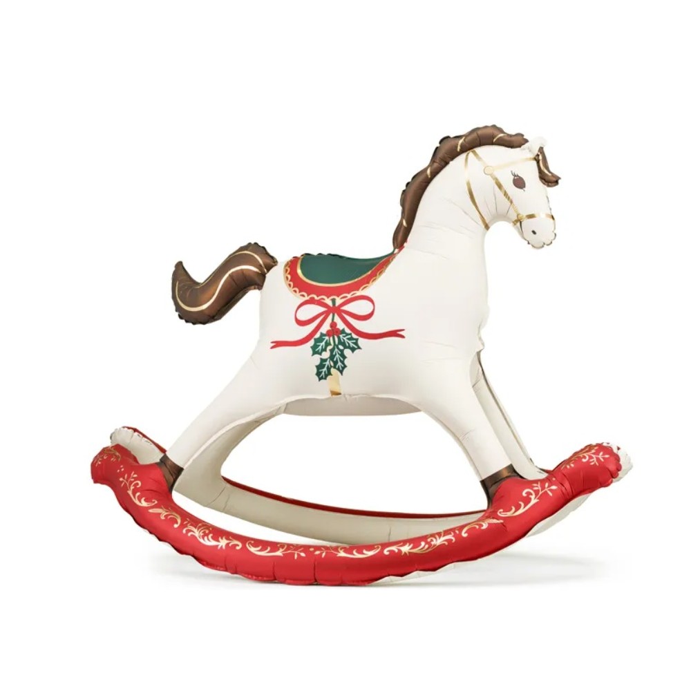 Balon foliowy świąteczny Koń na biegunach, 118x104 cm