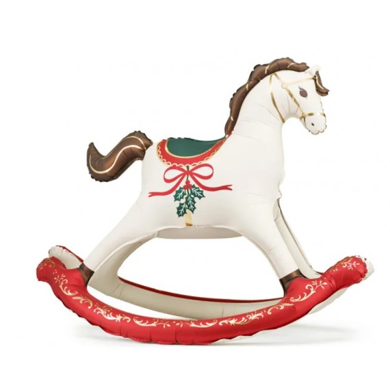 Balon foliowy świąteczny Koń na biegunach, 118x104 cm