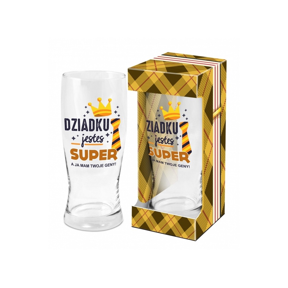 Szklanka do piwa 500 ml Dziadku jesteś super!
