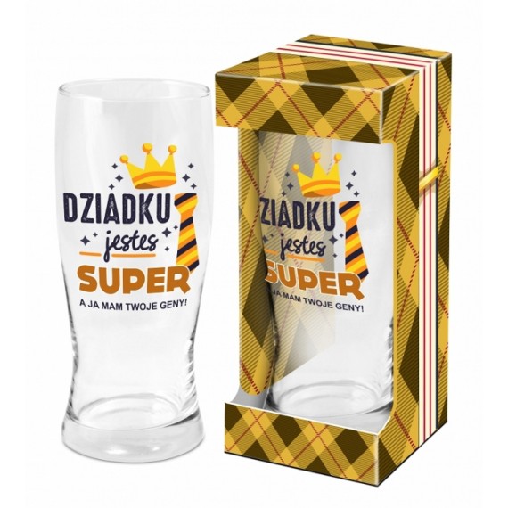 Szklanka do piwa 500 ml Dziadku jesteś super!