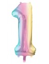 Balon foliowy Cyfra ''1'', 86cm, pastelowy tęczowy