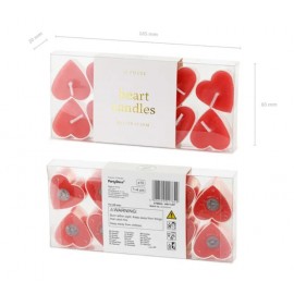 Świeczki Serca, 4 cm, czerwony