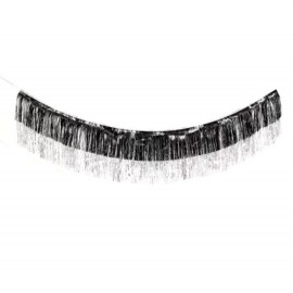 Kurtyna dekoracyjna czarno-srebrna, 200 cm x 33 cm