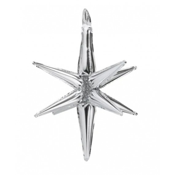 Balon foliowy Gwiazda 3D, 50cm, srebrny