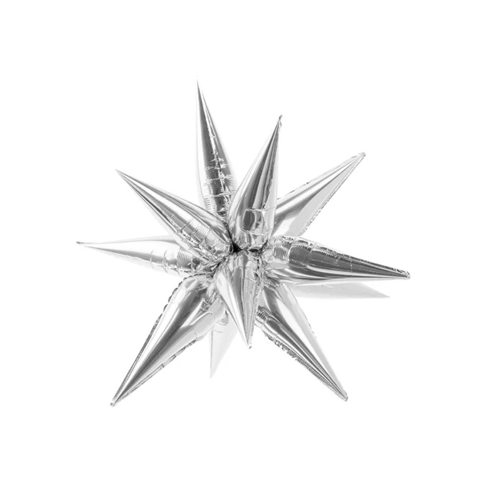 Balon foliowy Gwiazda 3D, 95cm, srebrny
