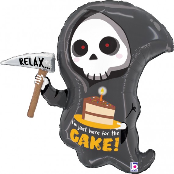 Balon foliowy 25'', Grim Reaper Birthday Cake, Kosiarz