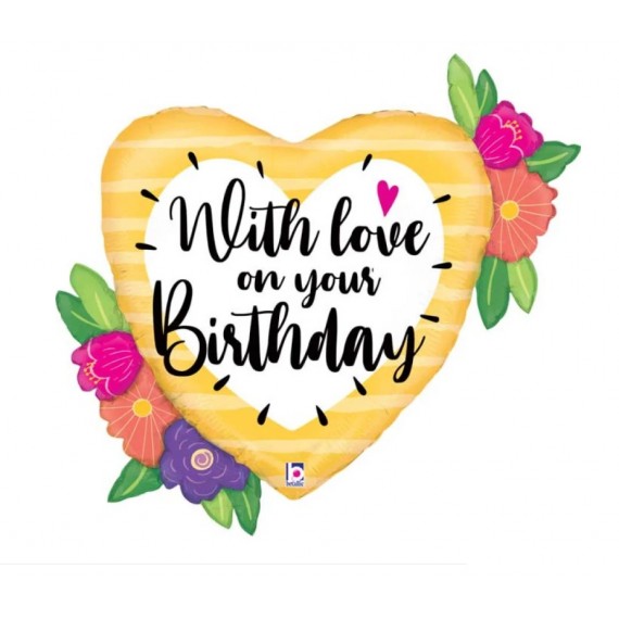 Balon foliowy 35'', With love on your Birthday