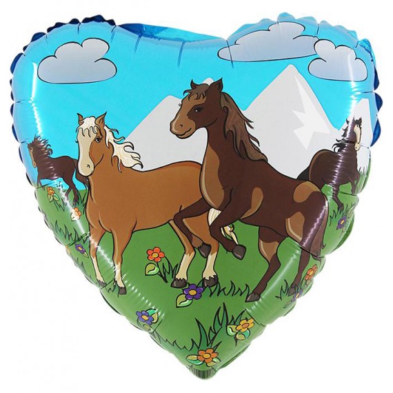 Balon foliowy 18'' Konie w Galopie
