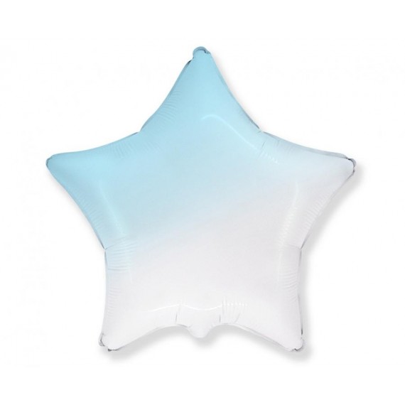 Balon foliowy 18", Gwiazda (gradient biało-błękitny)