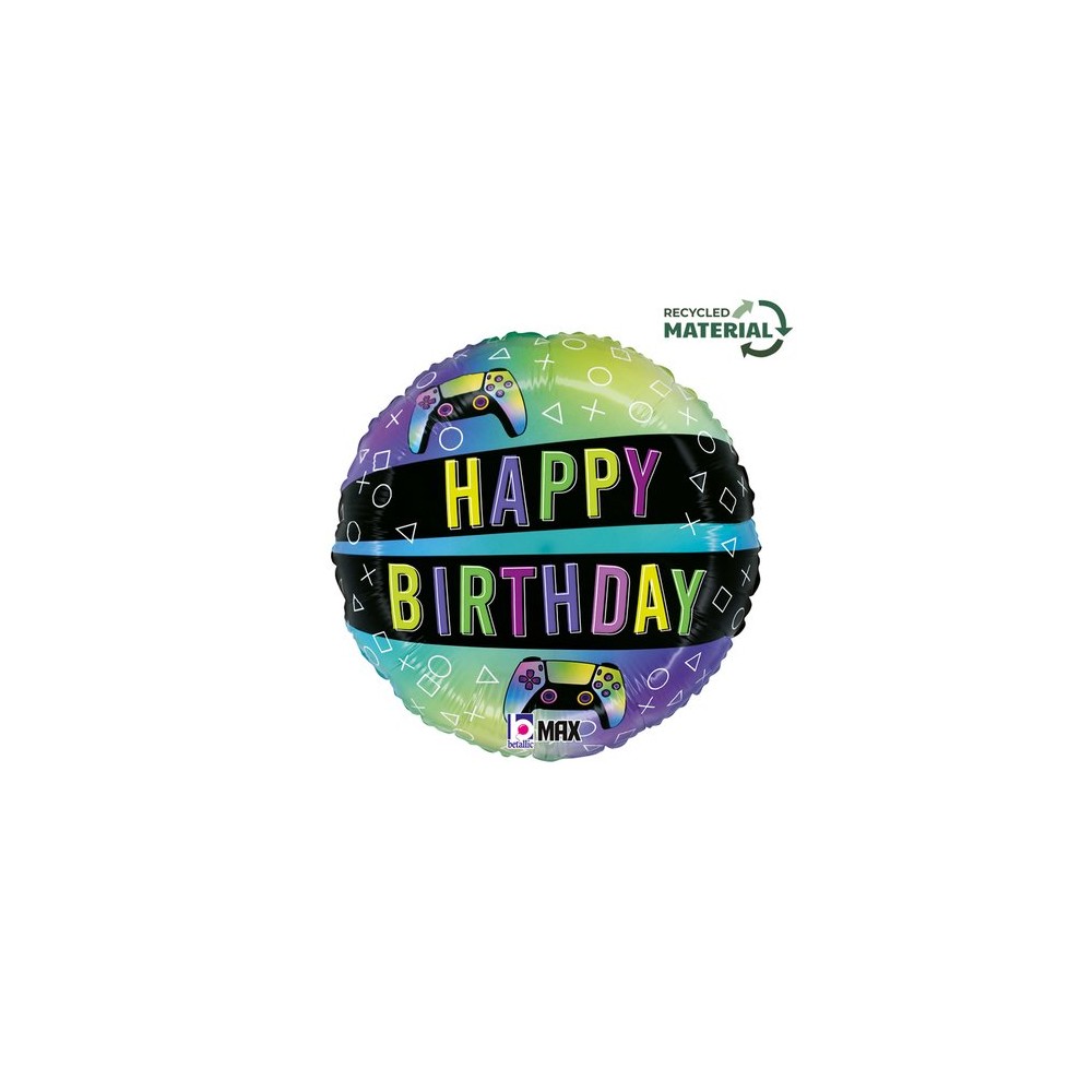 Balon foliowy 18'', Vivid Gaming Birthday