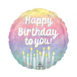 Balon foliowy 18" Holo Pearlized Birthday