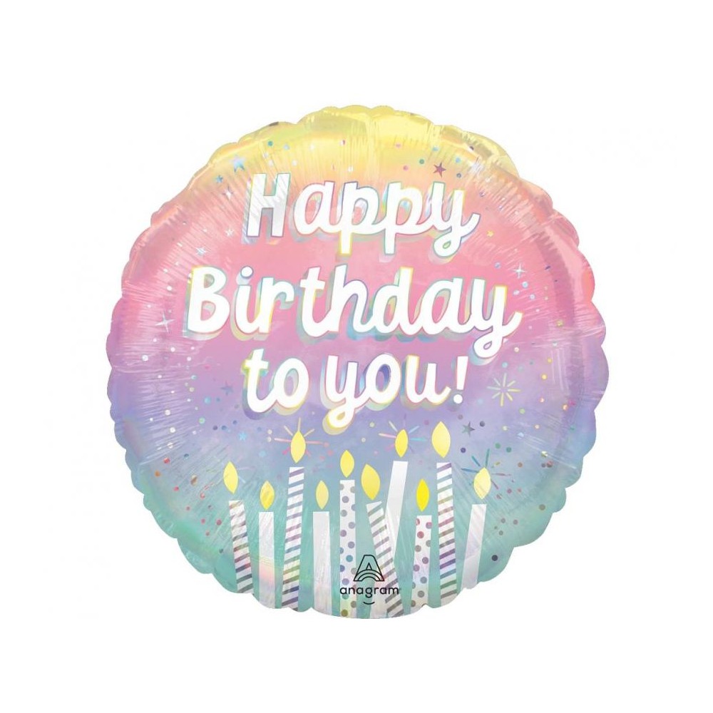 Balon foliowy 18" Holo Pearlized Birthday