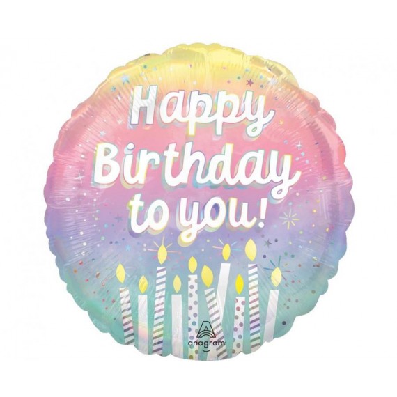 Balon foliowy 18" Holo Pearlized Birthday