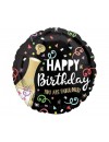 Balon foliowy 18", Happy Birthday Gold Bubbly
