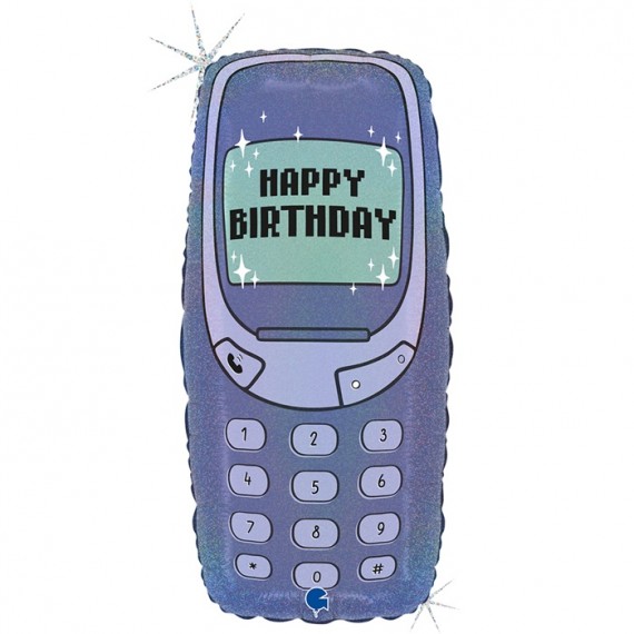 Balon foliowy 23", 26x57 cm, 00's Birthday Phone