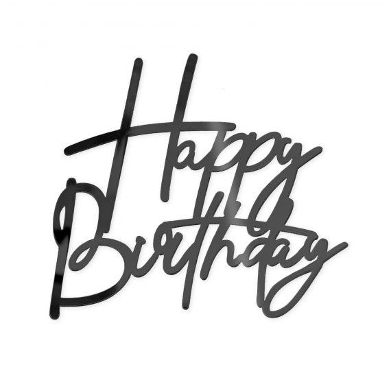 Topper na bok tortu Happy Birthday czarny