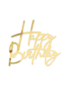 Topper na bok tortu Happy Birthday złoty lustrzany