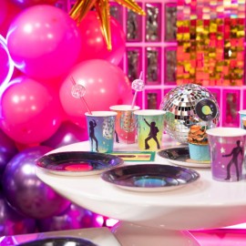 Talerzyki papierowe Retro Disco 7cali 6szt.