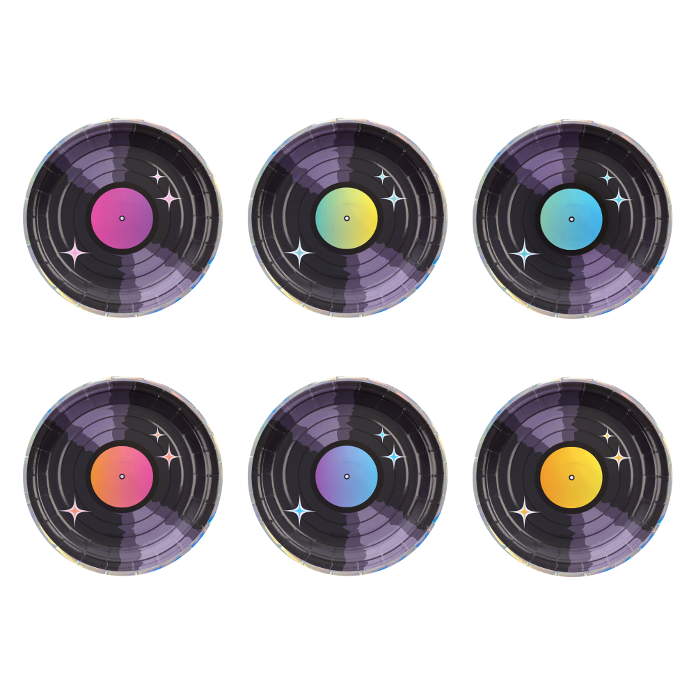 Talerzyki papierowe Retro Disco 7cali 6szt.
